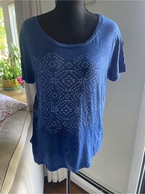 Old Navy Blue Short-Sleeve Aztec-Pattern Tee